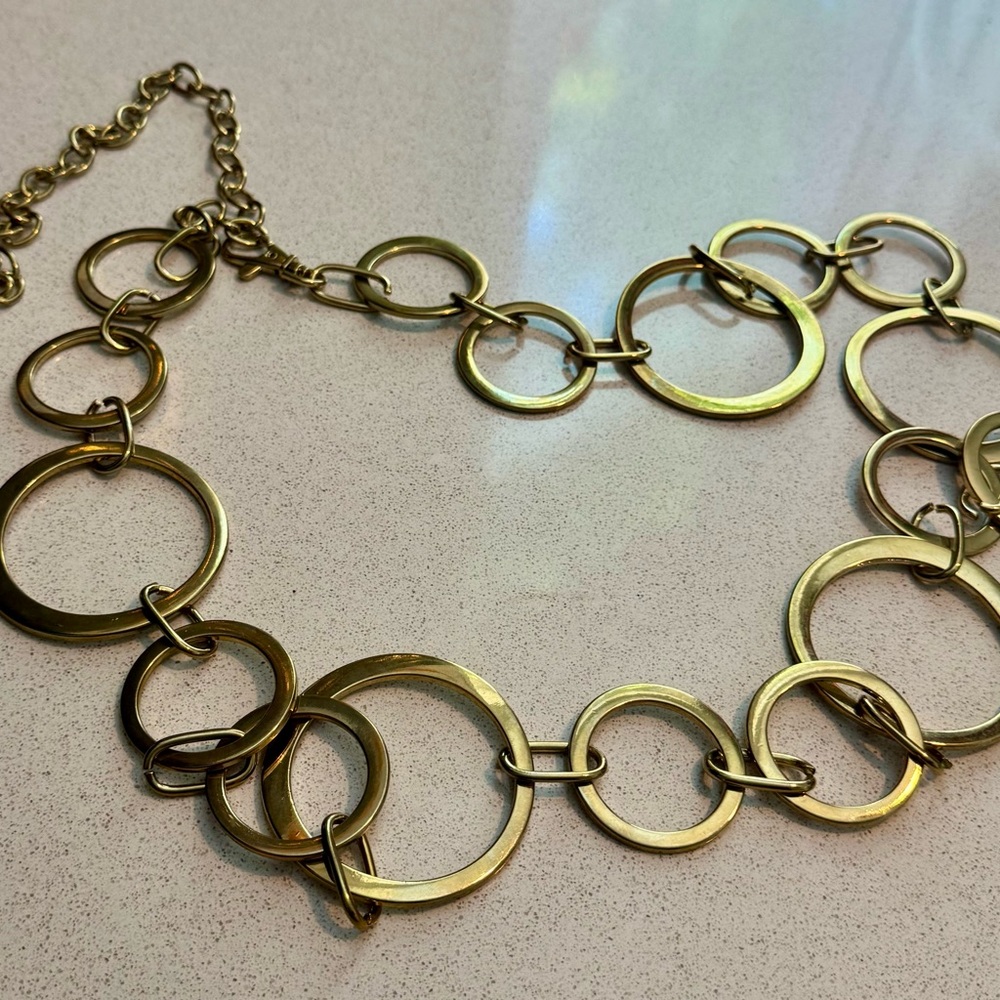Vintage Metal Bangle Belt Gold-Tone Circular Link - Women Accessories